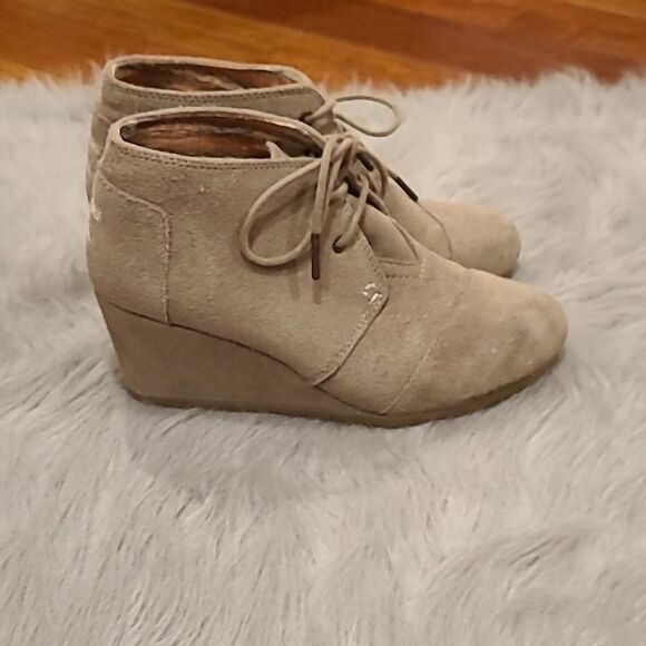 Toms womens Kala wedge bootie desert taupe suade size 8 - Picture 6 of 10